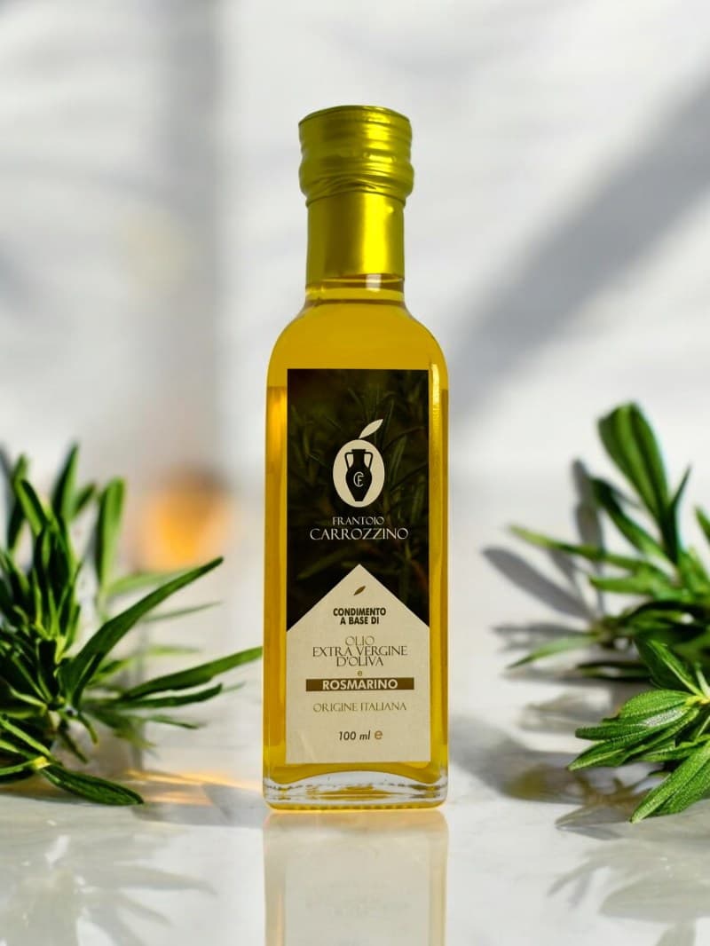 Bottiglia di Olio EVO al Rosmarino Frantoio Carrozzino